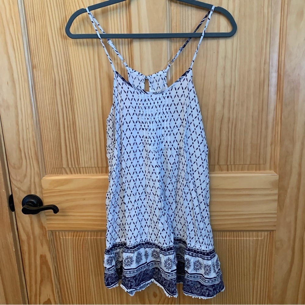 OCEAN DRIVE White and Navy Blue Beach Cover Up or Dress